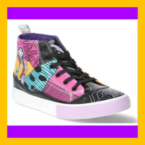 Stylish Women's High-Top Sneakers - Black, Yellow, Pink - Picture 2 of 4
